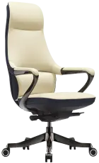 REYA, židle kancelářská, titan kříž, krémová kůže/antracit PU